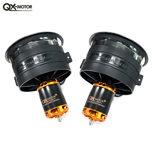 QX-MOTOR 64mm EDF 12 blades ducted fan CW CCW with QF2822 2100KV/2300KV/3300KV/4300KV brushless motor for RC aircraft