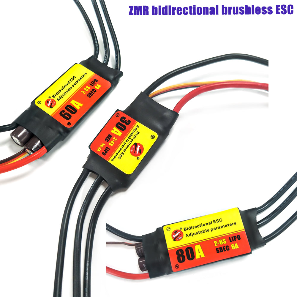 ZMR 12A/20A/30A/40A/60A/80A/100A Bidirectional Adjustable Brushless ESC for Remote Control Car Pneumatic Underwater Propeller