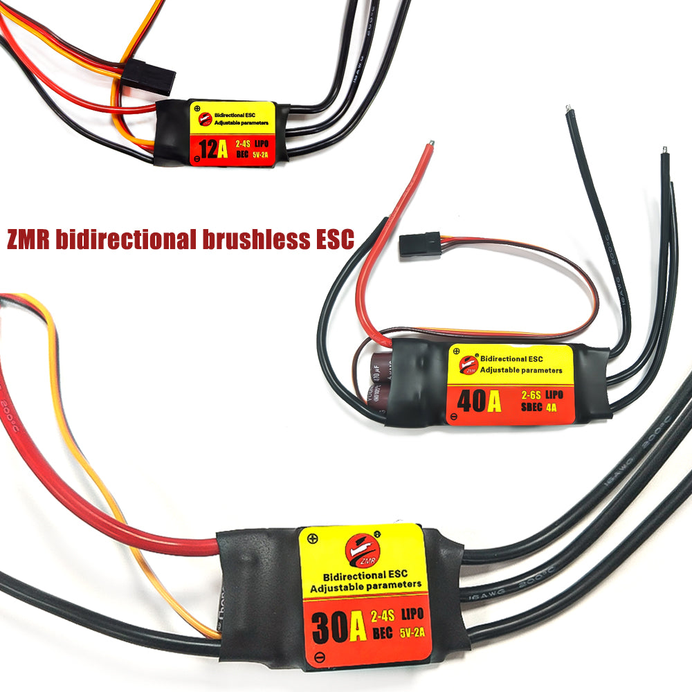 ZMR 12A/20A/30A/40A/60A/80A/100A Bidirectional Adjustable Brushless ESC for Remote Control Car Pneumatic Underwater Propeller