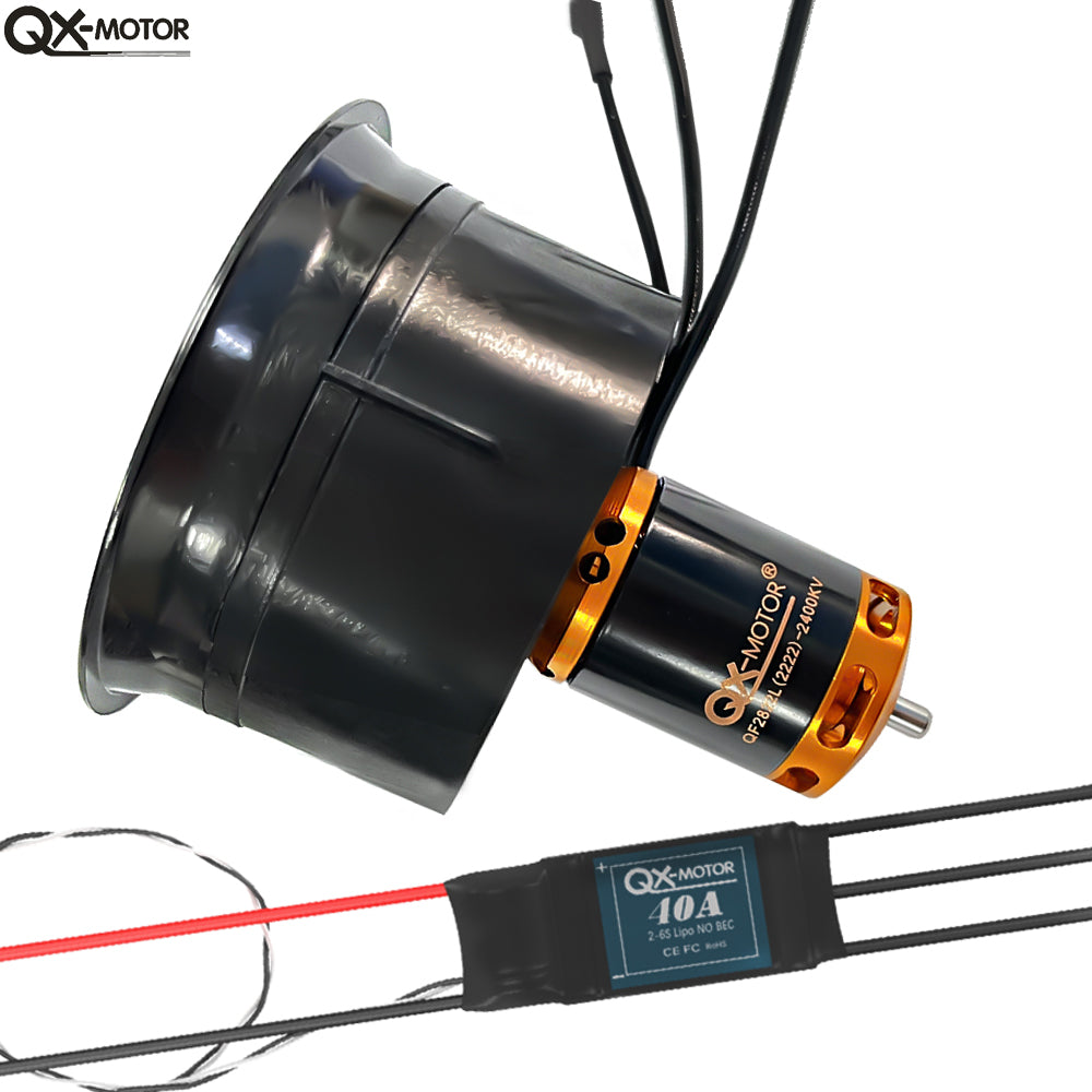 QX-MOTOR 64mm EDF 5 Blades Ducted Fan Brushless Motor QF2822 2400KV use 40A ESC for Remote Controlled Toys