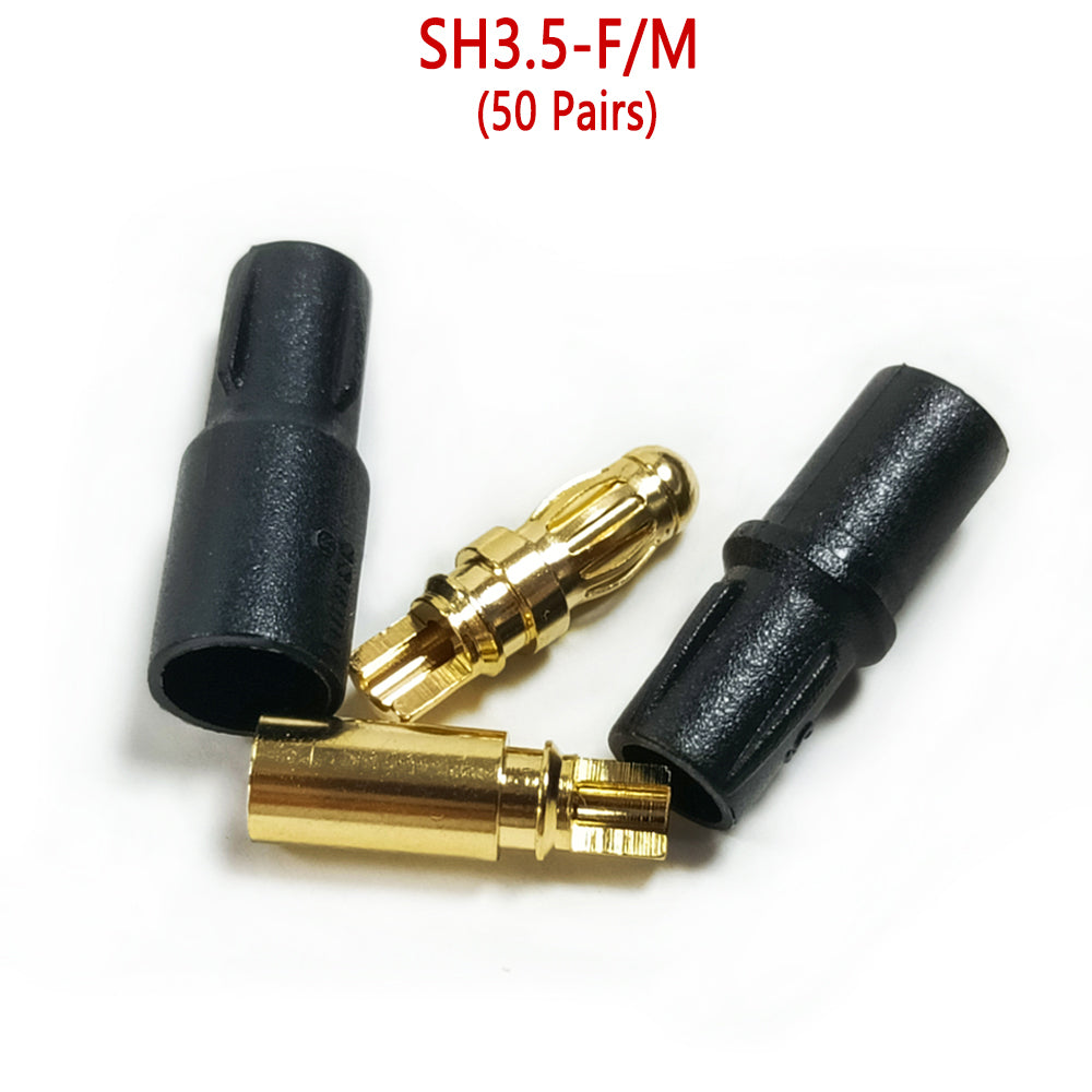 50pairs Amass 3.5mm SH3.5 Gold Plated Connector with Protective Sleeves for Rc Remote Control Toy Accessories