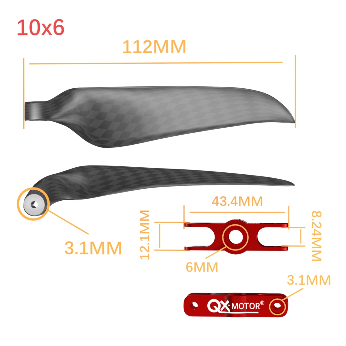 Carbon Fiber Folding Propeller 10x6 11x6 11x8 12x6 13x7 14x8 15X10 16X8 18X10 With paddle seat For RC Airplane Props Fixed Wing Model QX-MOTOR