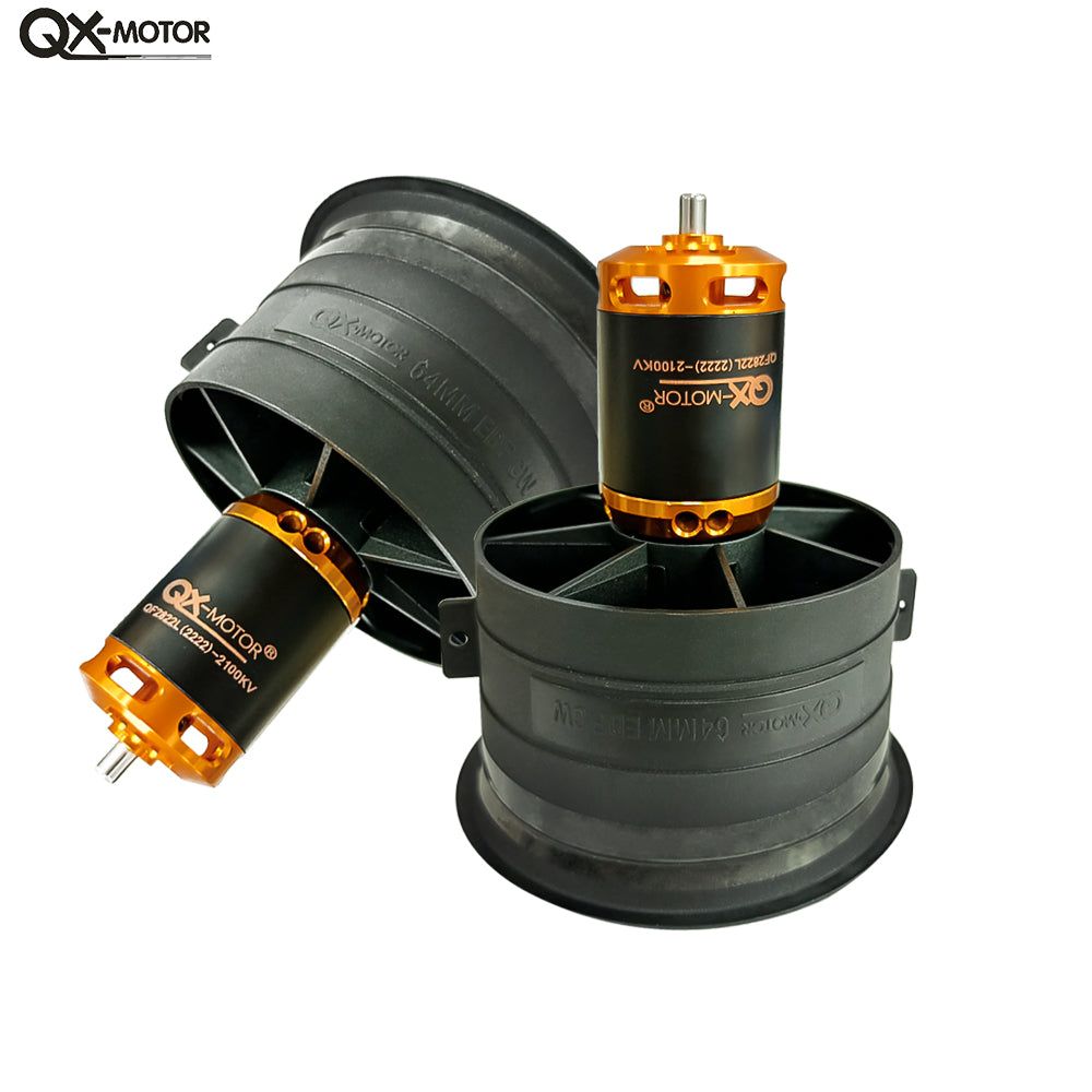 QX-MOTOR 64mm EDF 12 blades ducted fan CW CCW with QF2822 2100KV/2300KV/3300KV/4300KV brushless motor for RC aircraft