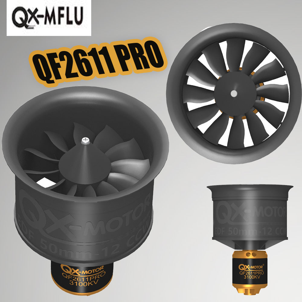 QX-MOTOR 50mm QF2611Pro 3100/3750KV (CW/CCW) EDF ducted fan with 12 blades for controlling toy parts