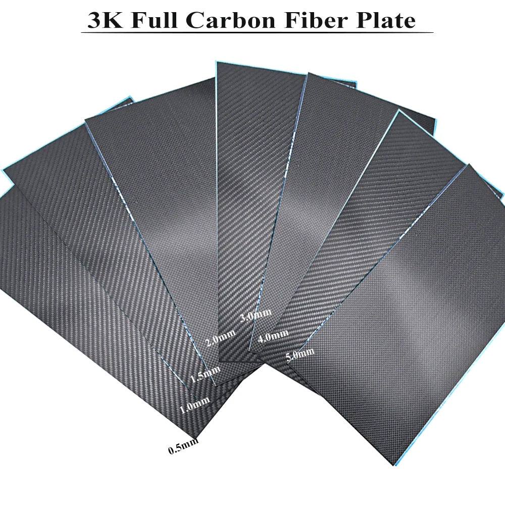 3K Carbon Fiber Plate 400*200mm Thickness 0.5mm 1mm 1.5mm 2mm 3mm 4mm 5mm High Composite Hardness Material Carbon Plate for RC Drones/Toys/Various Models