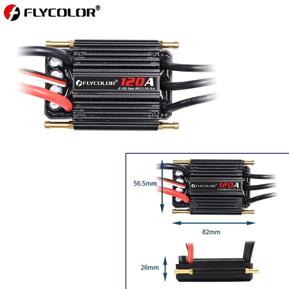 Flycolor Remote Control Ship Model Brushless ESC Waterproof 50A 70A 90A 120A 2-6S Lipo BEC 5.5V/5A With Progaming Card