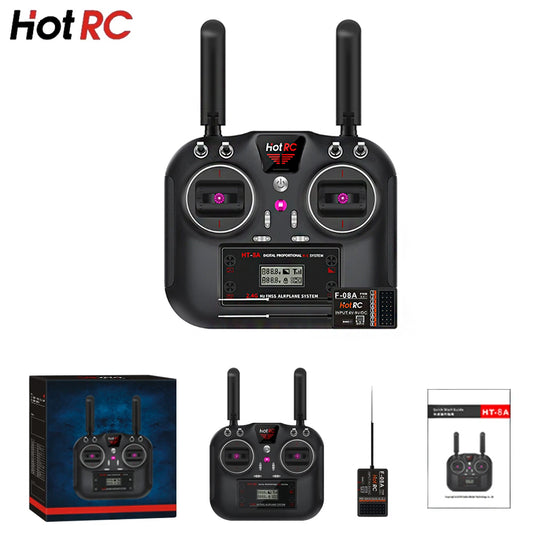 Hotrc HT-8A Transmitter 2.4G 8CH 4.5-9V PWM FHSS Remote Control with F-08A Receiver For RC Aircraft Car Boat