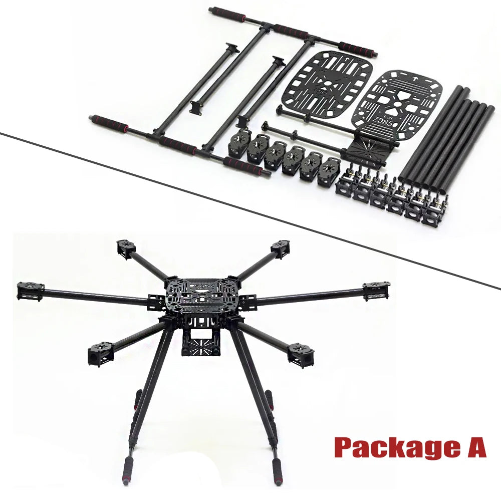 ZD850 Full Carbon Fiber Hexa-Rotor Frame Complete Set DIY Drone Accessories with QX-40A ESC/GPS/1555 Carbon Fiber Propellers