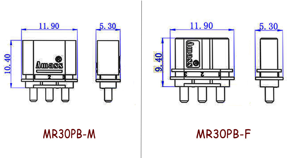 50pairs Amass MR30PB Male Female Connector Plugs with Sheath For RC Lipo Battery Remote Control Toy Accessories