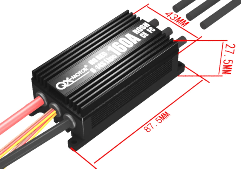 QX-MOTOR 160A 6-14S Lipo Brushless ESC No BEC for 90MM EDF RC Aircraft Quadcopter