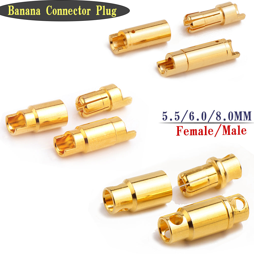 50Pairs Amass Bullet Banana Plug Connector  5.5mm 6mm  8mm Male Female for RC Lipo Battery ESC Motor