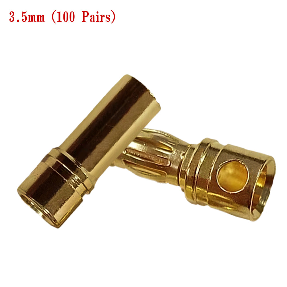 Amass 50/100Pairs 2mm 3.5mm 4mm Gold-Plated Bullet Male Female Banana Plug Connector for DIY RC Lipo Battery ESC Plug