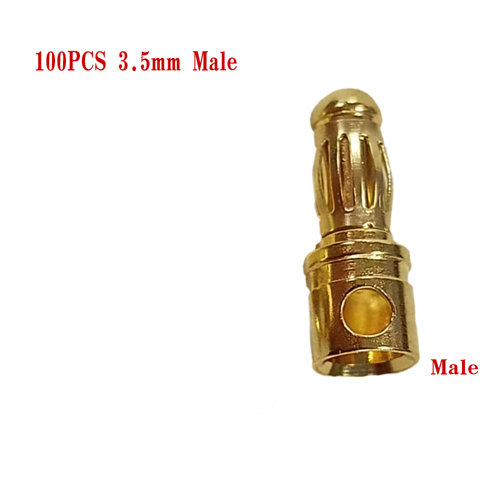 Amass 50/100Pairs 2mm 3.5mm 4mm Gold-Plated Bullet Male Female Banana Plug Connector for DIY RC Lipo Battery ESC Plug