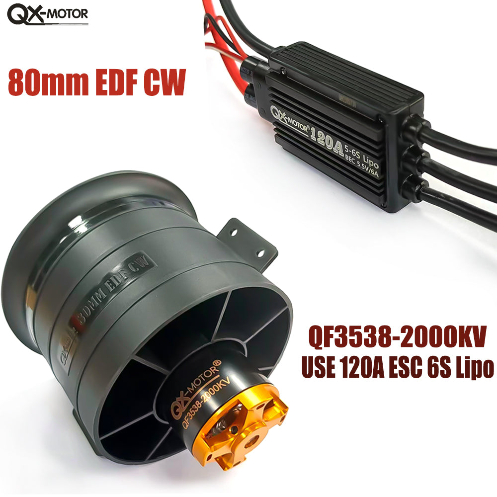 80mm Ducted Fan EDF Jet 12 blade CW CCW With QX-MOTOR 6S 12S Motor Engine Power 120A esc for FMS FREEWING RC Airplane Model