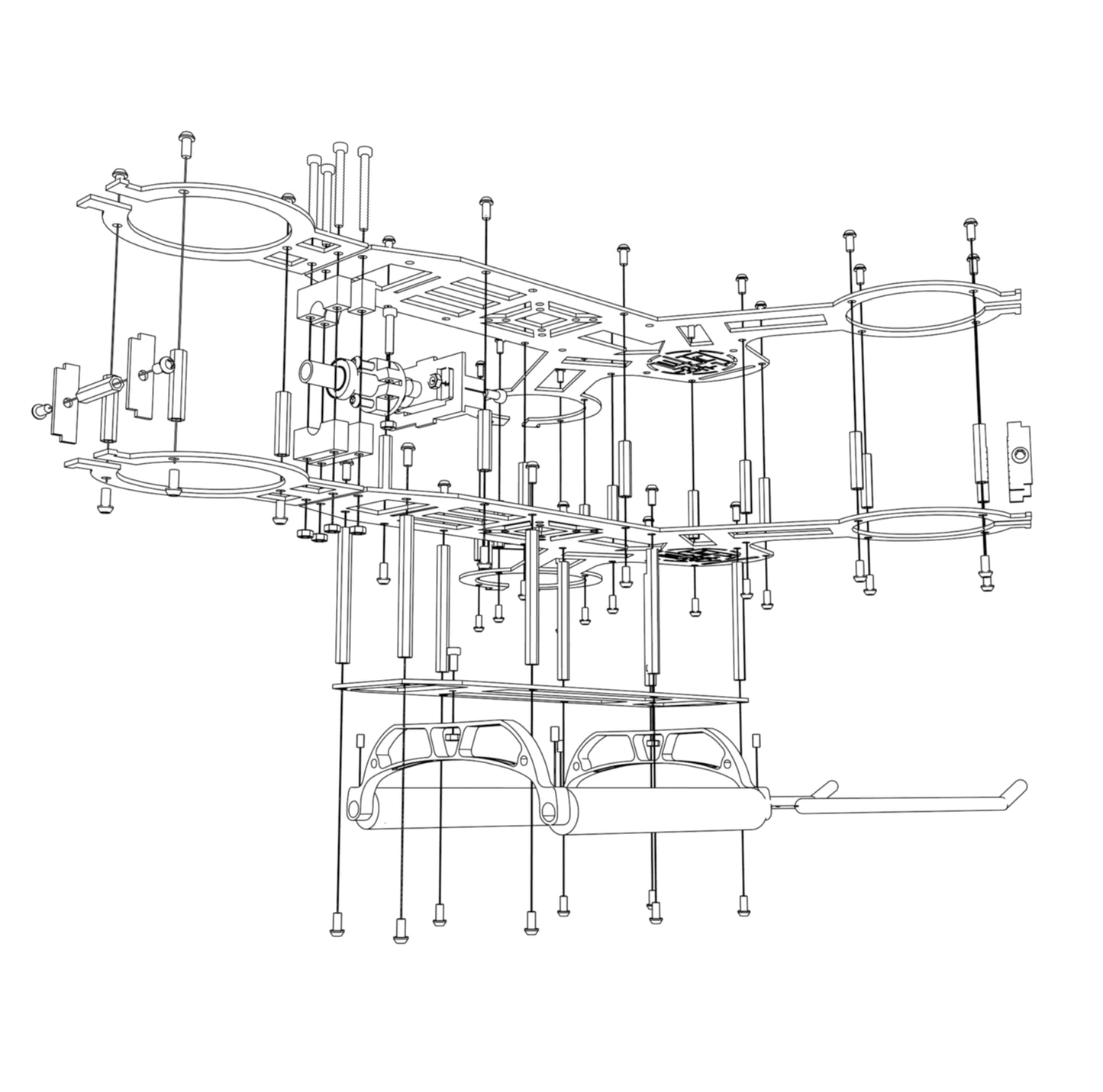 QUNXI 3KFull Carbon Fiber 3-axis aircraft Frame Kit  with dedicated servo For Remote control toy parts