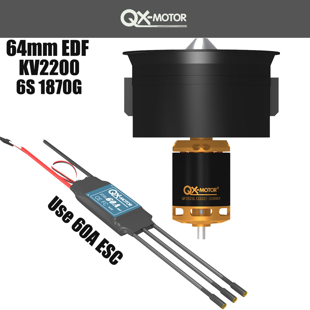 QX-MOTOR 64mm Edf Set12 Bladen Getunnelde wish 60A 80A brushless ESC for FMS Freewing Rc plane