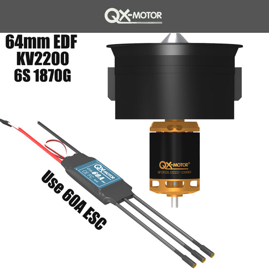 QX-MOTOR 64mm Edf Set12 Bladen Getunnelde wish 60A 80A brushless ESC for FMS Freewing Rc plane