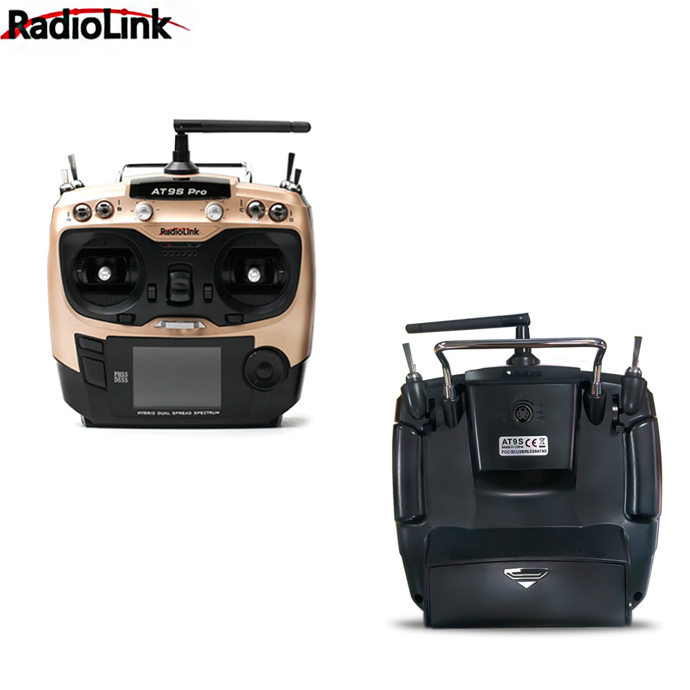 Radiolink Left Hand AT9S Pro Remote Control System 7.4~18.0V 2.4G 12CH DSSS FHSS Radio Transmitter with R9DS Receiver for Car Boats Drone