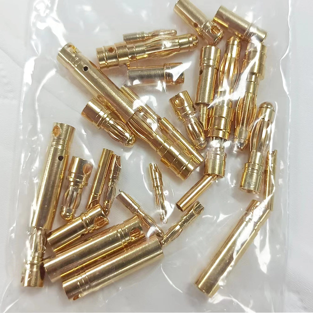 Amass 50/100Pairs 2mm 3.5mm 4mm Gold-Plated Bullet Male Female Banana Plug Connector for DIY RC Lipo Battery ESC Plug