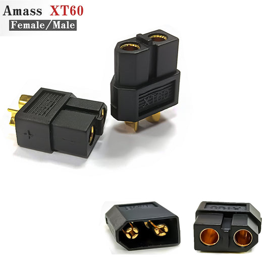 Amass 50Pairs XT60 Black Male Female Brass Golden Plated Bullet Connector Plugs For Lipo Battery Remote Control Toy Parts