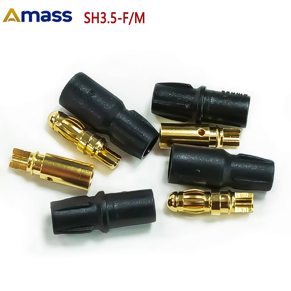 50pairs Amass 3.5mm SH3.5 Gold Plated Connector with Protective Sleeves for Rc Remote Control Toy Accessories