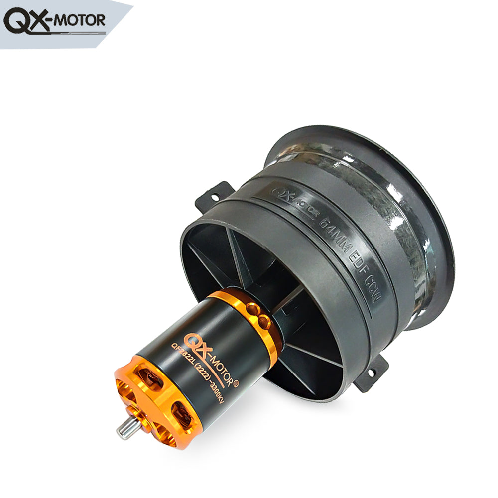 QX-MOTOR new 64mm EDF 12 Blades Ducted Fan CW/CCW with QF2822 2100KV 2300KV 3300KV 4300KV Brushless Motor for Remote control toy