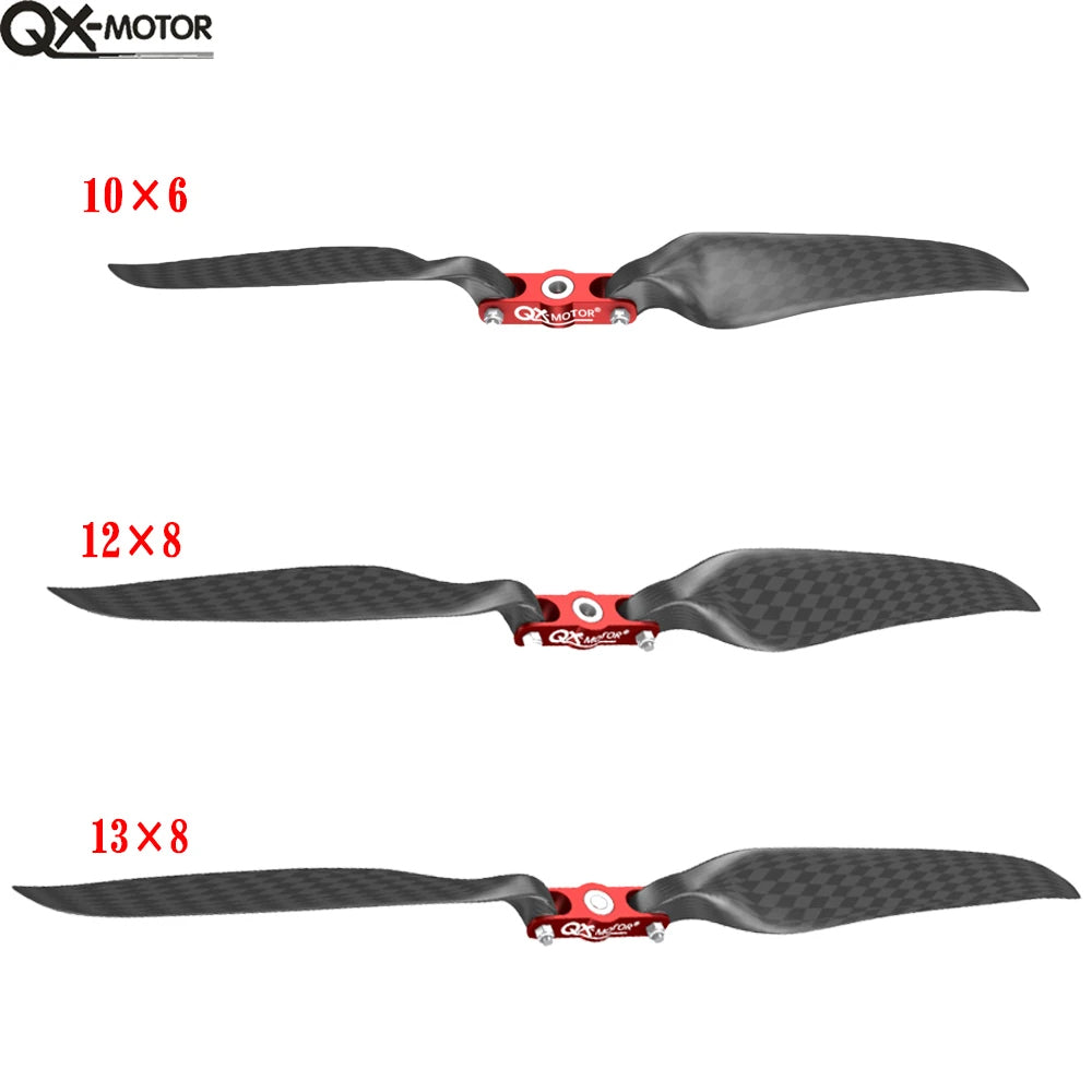 Carbon Fiber Folding Propeller 10x6 11x6 11x8 12x6 13x7 14x8 15X10 16X8 18X10 With paddle seat For RC Airplane Props Fixed Wing Model QX-MOTOR