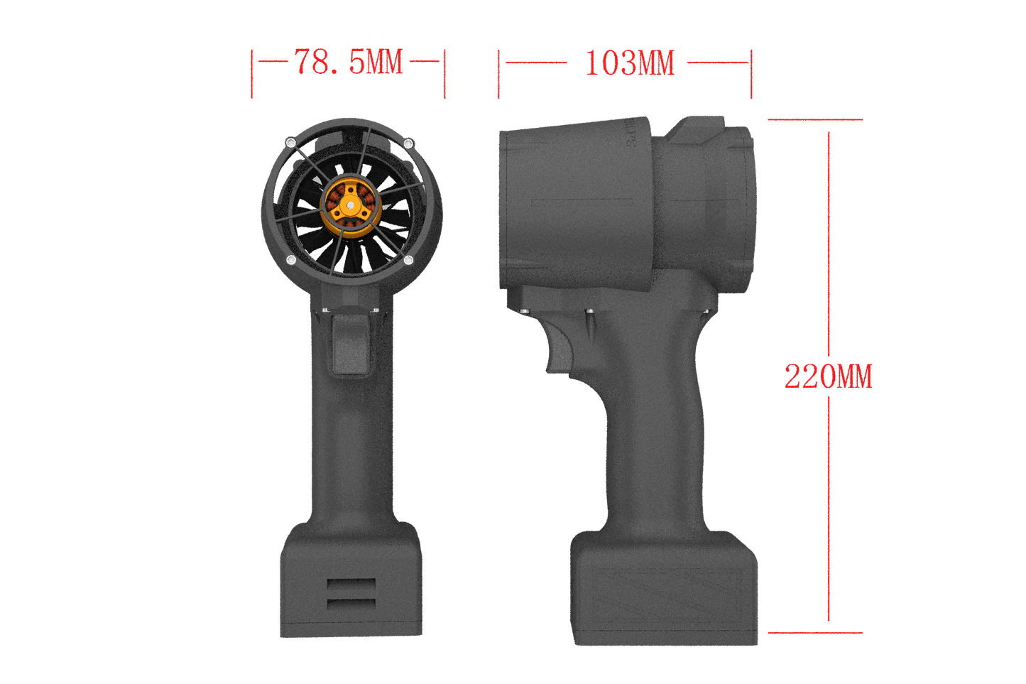 QX-MFLU 50mm powerful turbo fan blower for water, dust, and snow removal, handheld industrial powerful fan, economical version