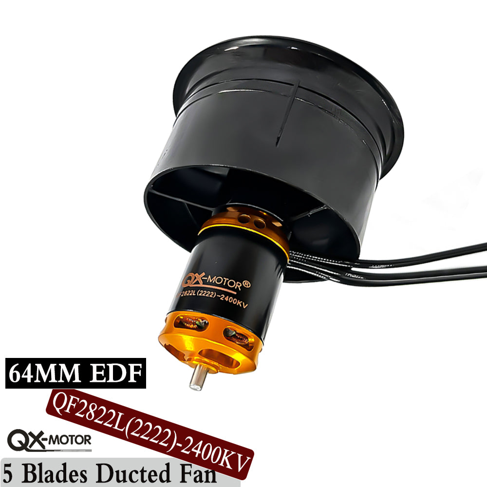 QX-MOTOR 64mm EDF 5 Blades Ducted Fan Brushless Motor QF2822 2400KV use 40A ESC for Remote Controlled Toys