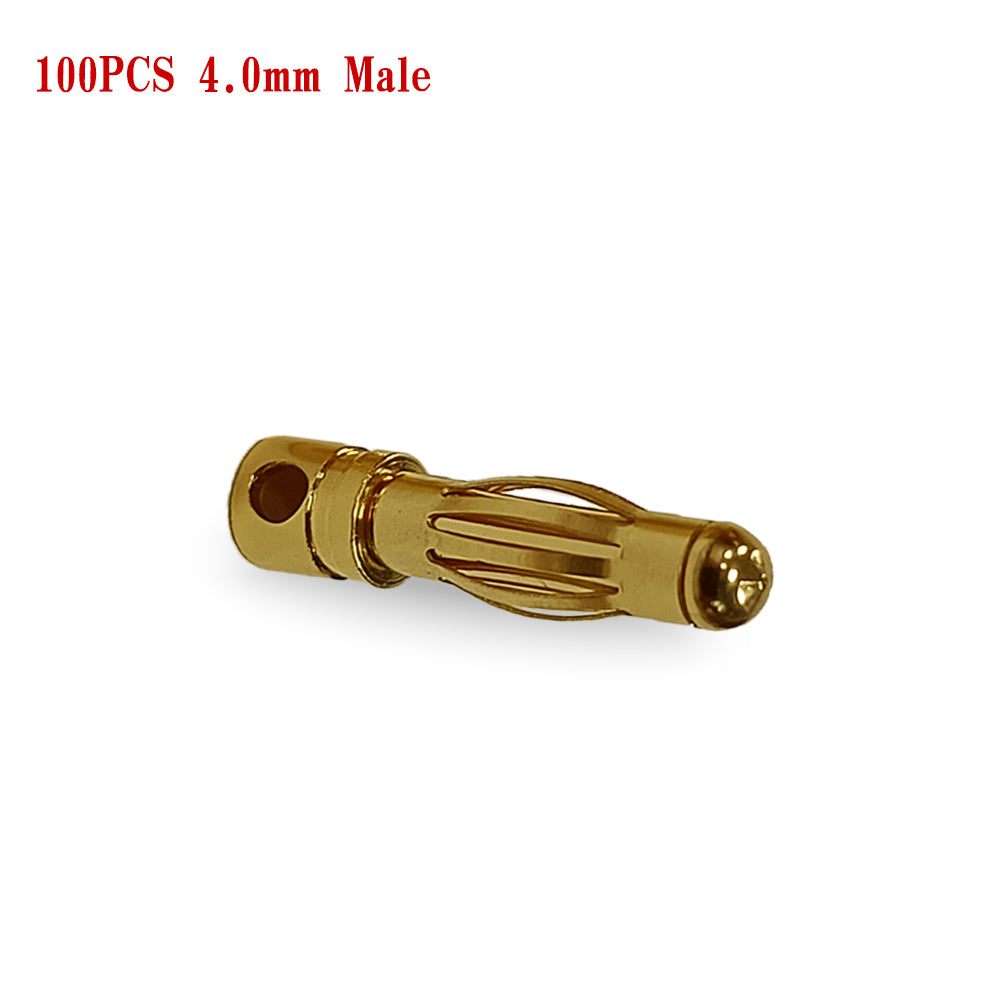 Amass 50/100Pairs 2mm 3.5mm 4mm Gold-Plated Bullet Male Female Banana Plug Connector for DIY RC Lipo Battery ESC Plug