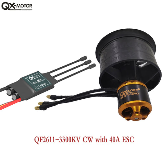 QX-MOTOR 50mm EDF 12 Blades Ducted Fan CW CCW with 40A 50A ESC 3S 4S Brushless Motor