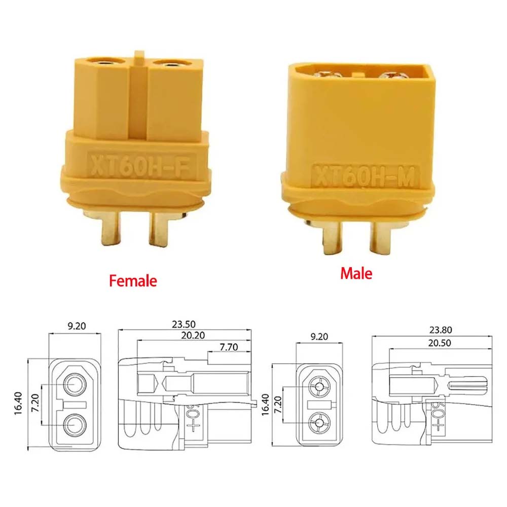 Amass 50 Pairs XT60H Bullet Connector Plug Upgrated of XT60 Sheath Female Male Gold Plated for RC Parts