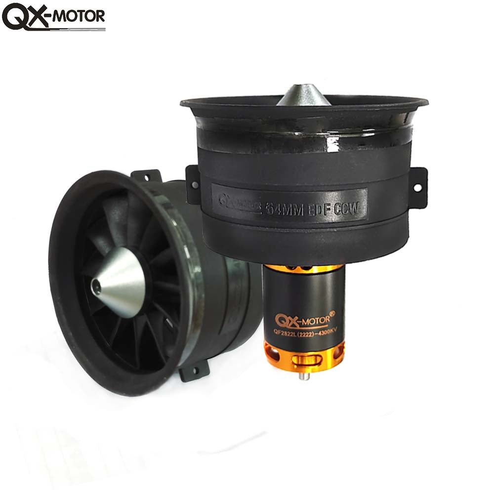 QX-MOTOR 64mm EDF 12 blades ducted fan CW CCW with QF2822 2100KV/2300KV/3300KV/4300KV brushless motor for RC aircraft