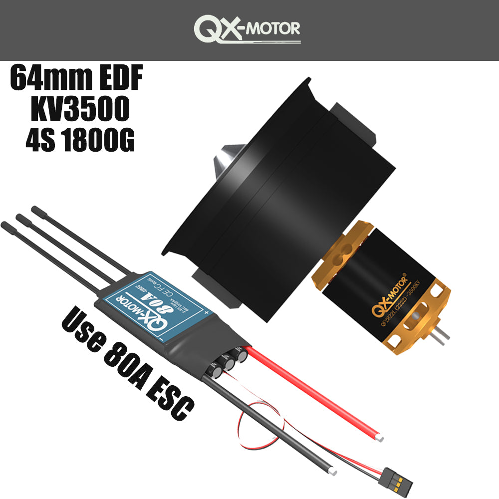 QX-MOTOR 64mm Edf Set12 Bladen Getunnelde wish 60A 80A brushless ESC for FMS Freewing Rc plane