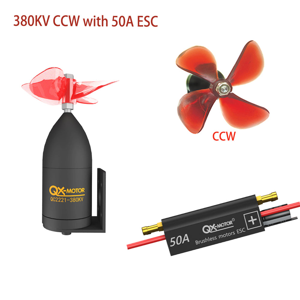  QX-MOTOR QC2221 Waterproof Underwater Propulsor 380/550KV CW CCW Brushless Motor with 50A ESC For RC Fishing Bait Boat Model