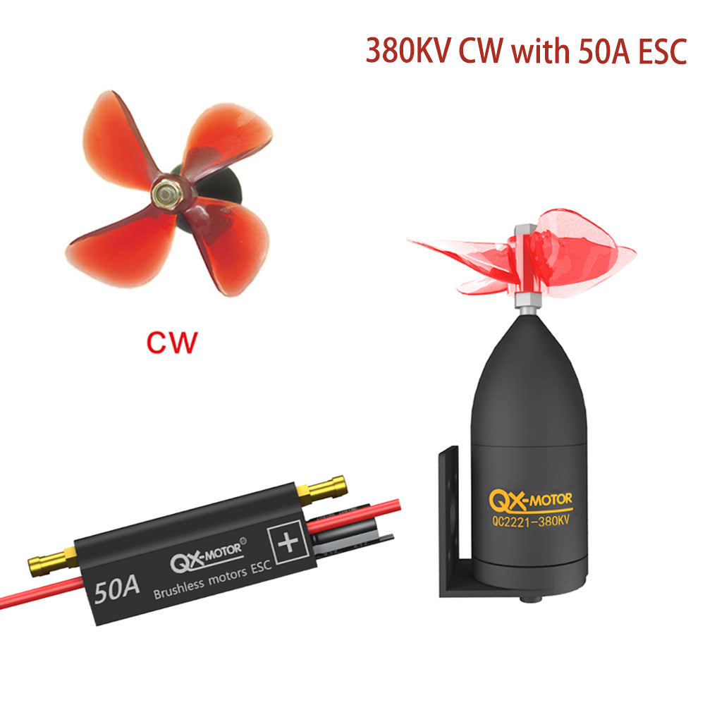  QX-MOTOR QC2221 Waterproof Underwater Propulsor 380/550KV CW CCW Brushless Motor with 50A ESC For RC Fishing Bait Boat Model