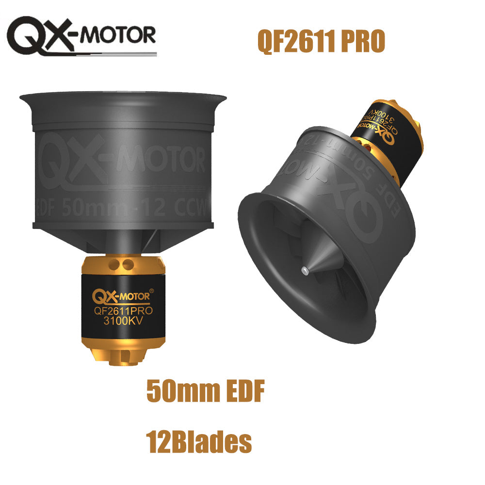 QX-MOTOR 50mm QF2611Pro 3100/3750KV (CW/CCW) EDF ducted fan with 12 blades for controlling toy parts