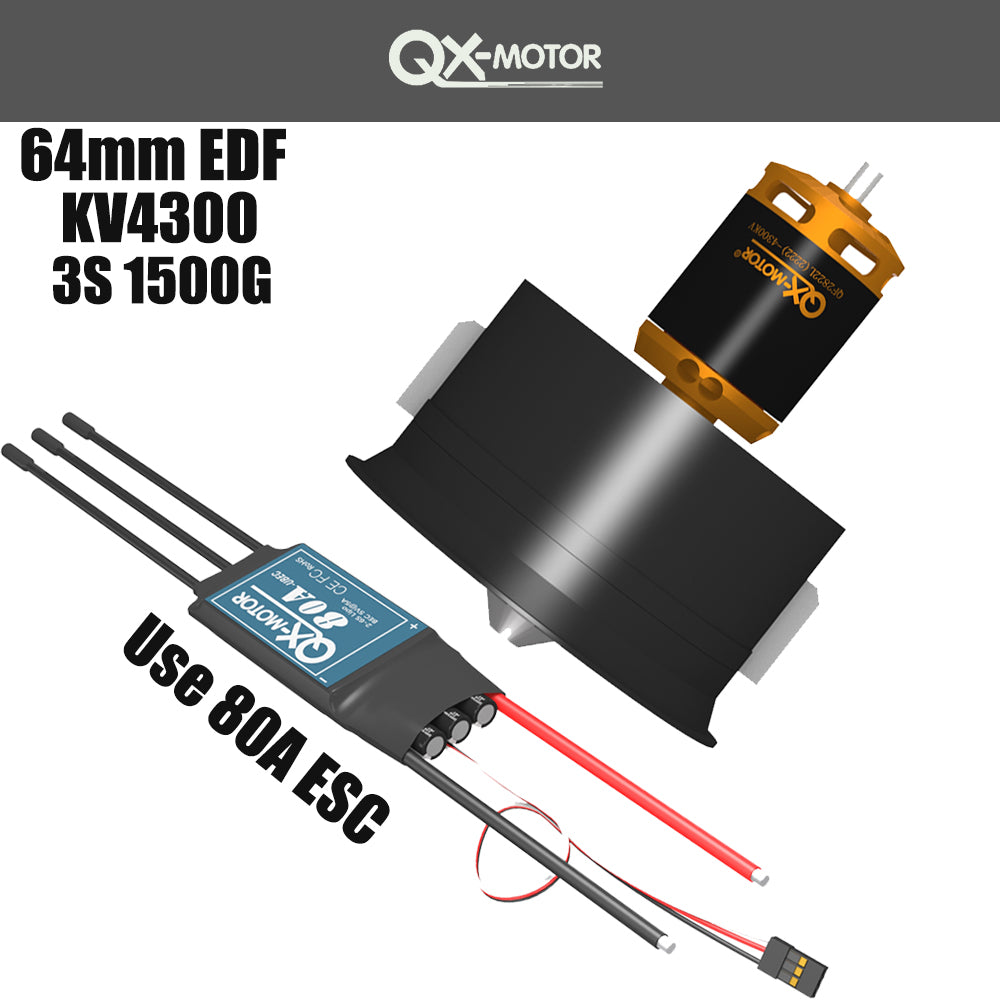 QX-MOTOR 64mm Edf Set12 Bladen Getunnelde wish 60A 80A brushless ESC for FMS Freewing Rc plane