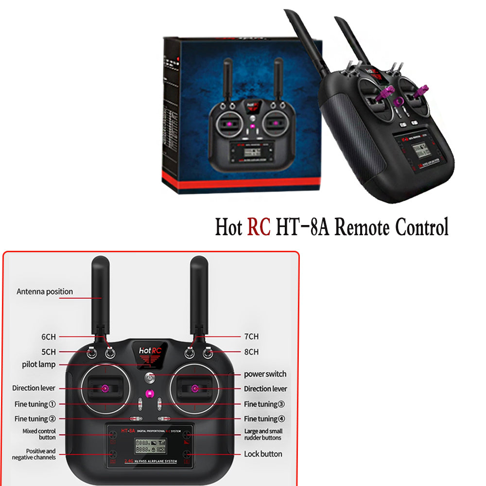 Hotrc HT-8A Transmitter 2.4G 8CH 4.5-9V PWM FHSS Remote Control with F-08A Receiver For RC Aircraft Car Boat