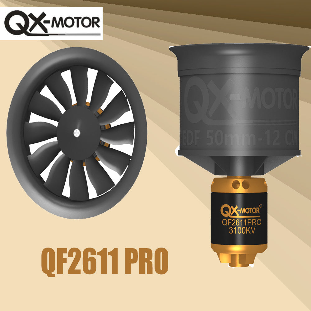 QX-MOTOR 50mm QF2611Pro 3100/3750KV (CW/CCW) EDF ducted fan with 12 blades for controlling toy parts