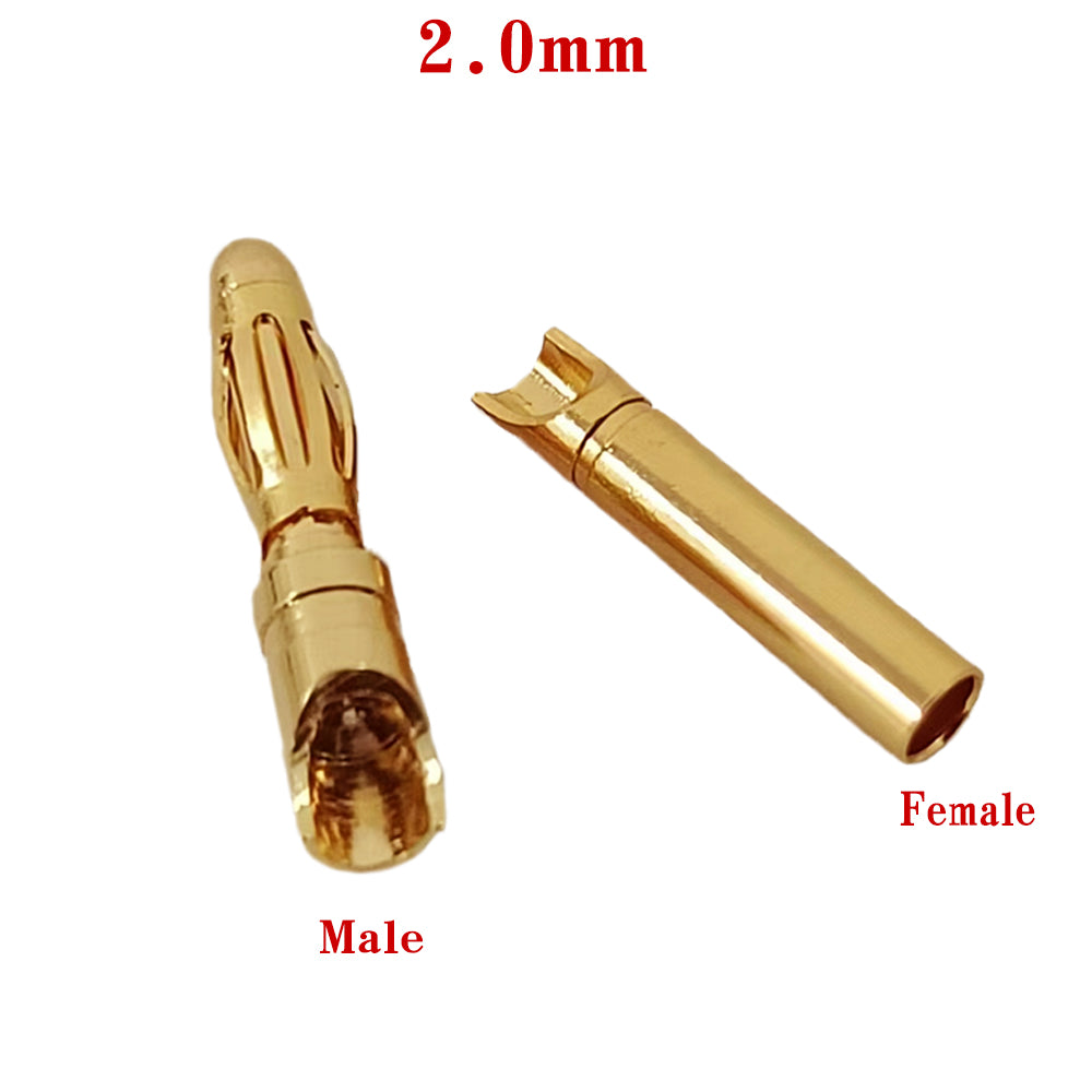 Amass 50/100Pairs 2mm 3.5mm 4mm Gold-Plated Bullet Male Female Banana Plug Connector for DIY RC Lipo Battery ESC Plug