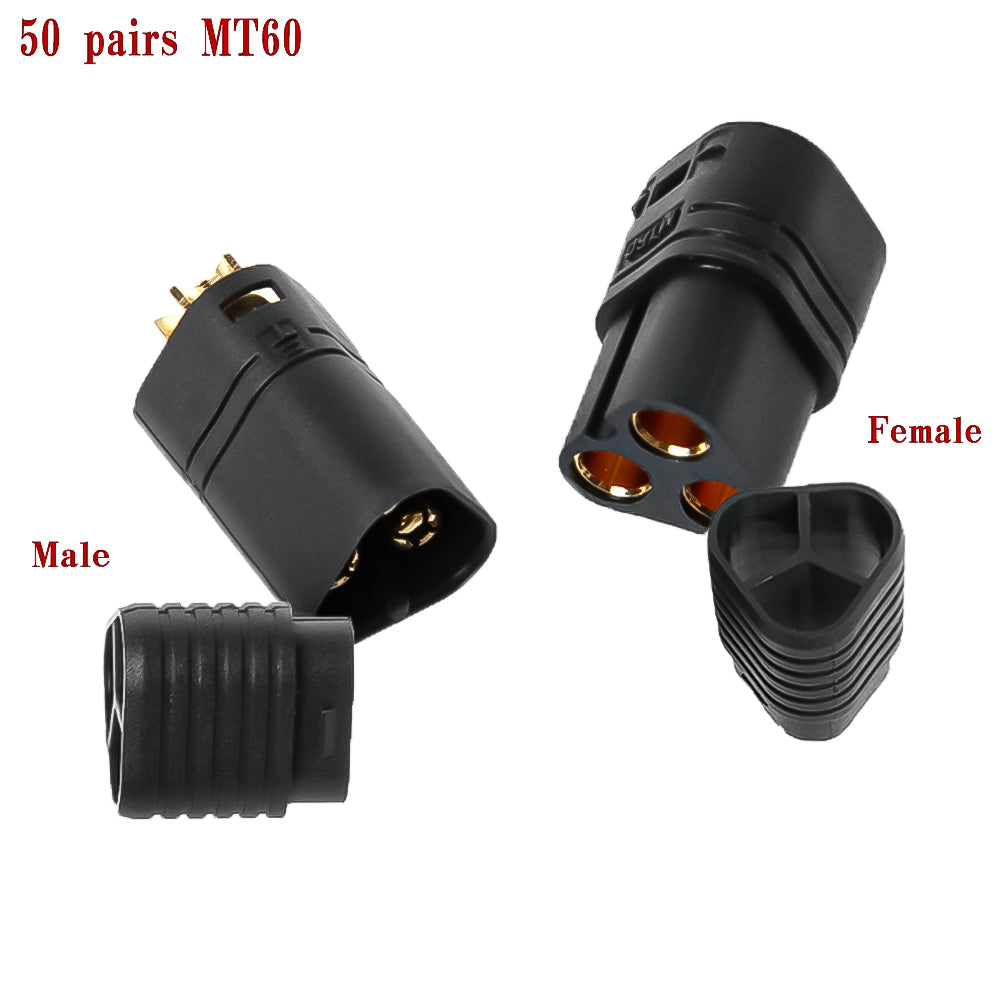 50Pairs Amass MT60 Black Male Female 3.5mm Plug Connector with Sheath Set for RC Remote Control Toy Airplane