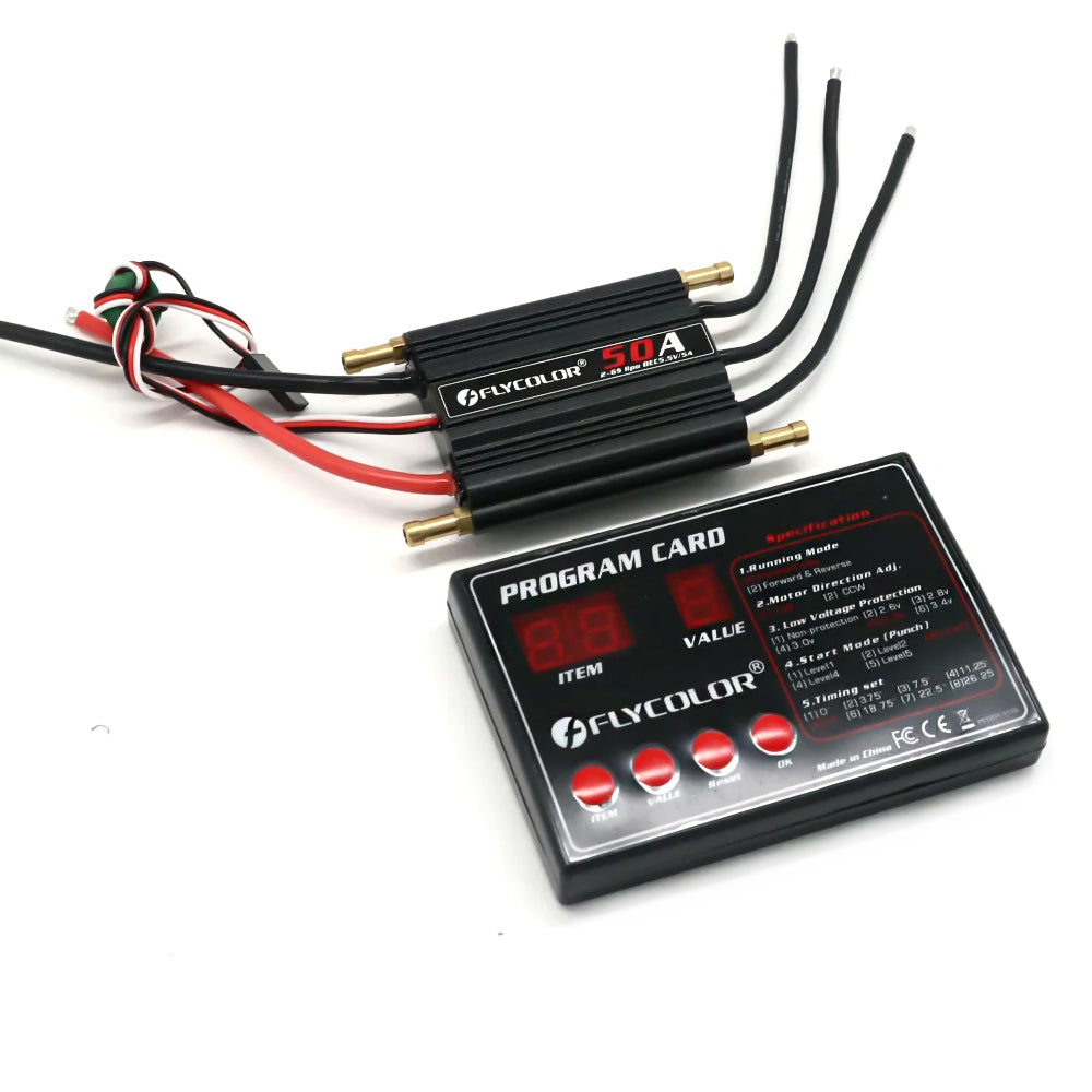 Flycolor Remote Control Ship Model Brushless ESC Waterproof 50A 70A 90A 120A 2-6S Lipo BEC 5.5V/5A With Progaming Card