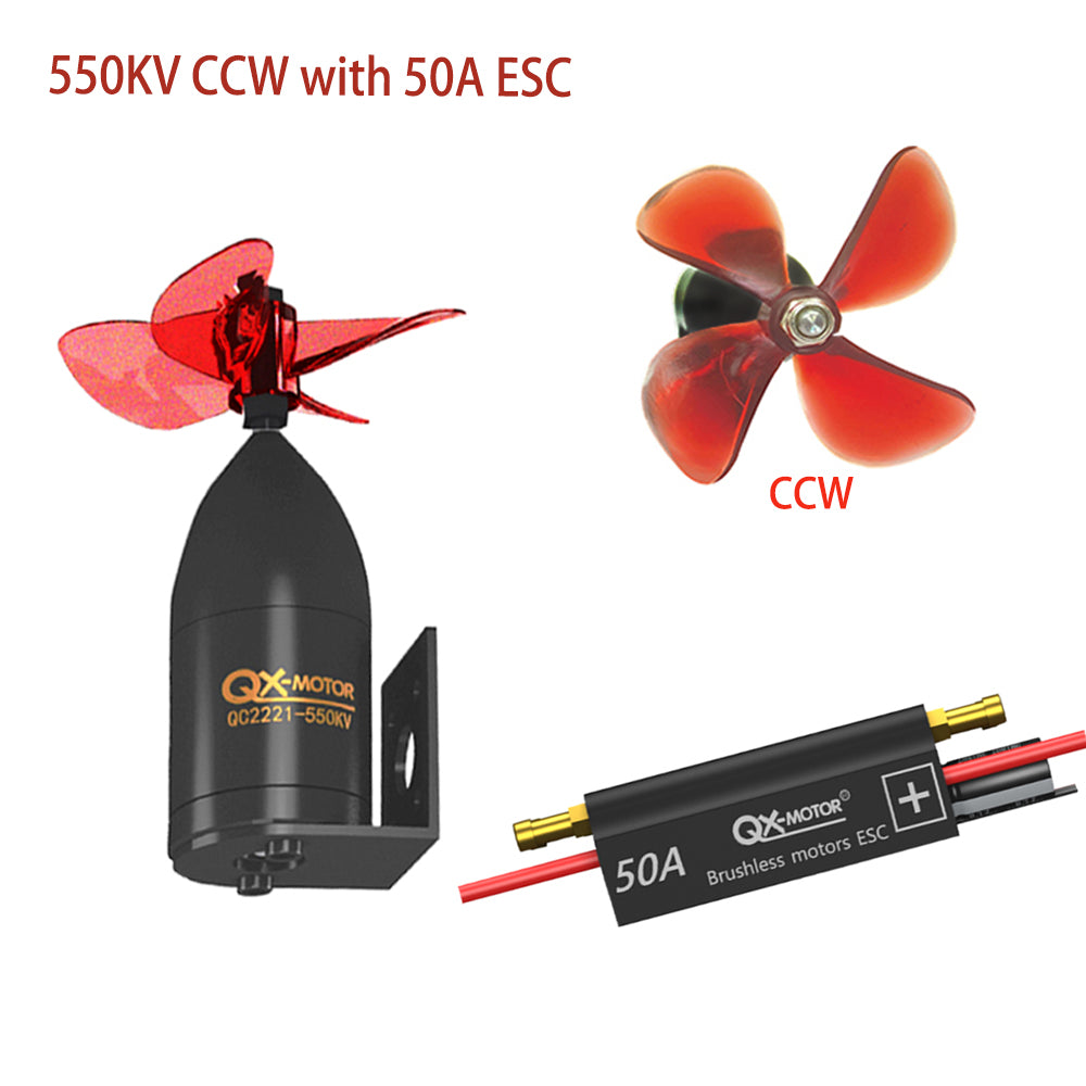  QX-MOTOR QC2221 Waterproof Underwater Propulsor 380/550KV CW CCW Brushless Motor with 50A ESC For RC Fishing Bait Boat Model