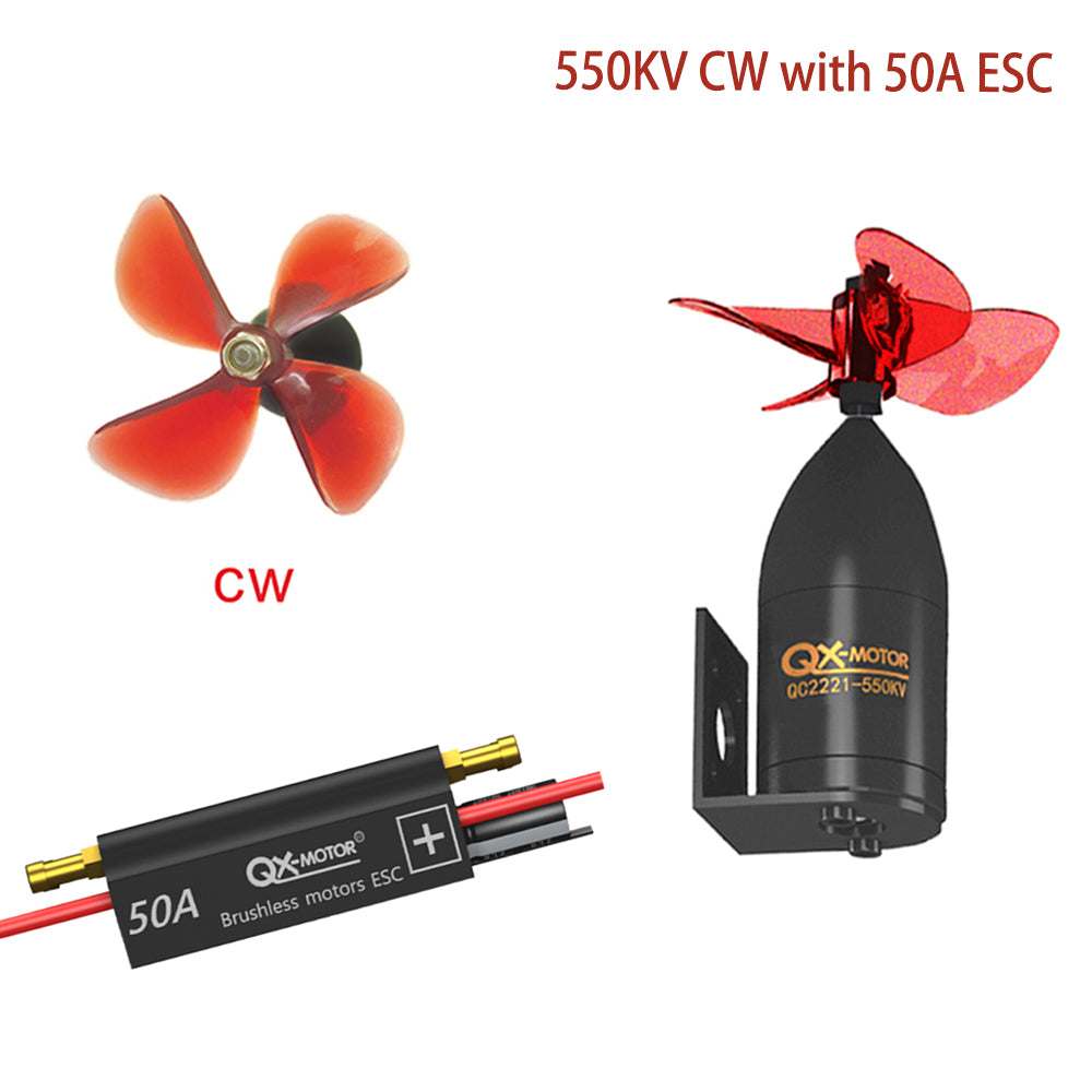  QX-MOTOR QC2221 Waterproof Underwater Propulsor 380/550KV CW CCW Brushless Motor with 50A ESC For RC Fishing Bait Boat Model