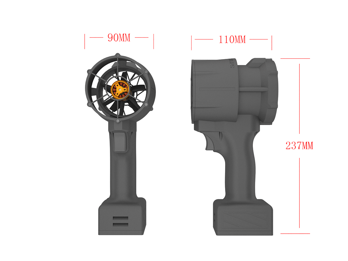 QX-MFLU 64mm portable violent fan, a powerful handheld fan suitable for outdoor water/dust/snow removal