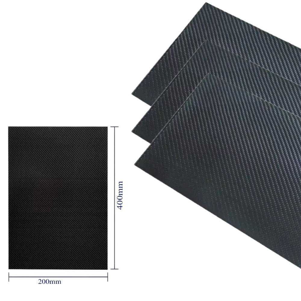 3K Carbon Fiber Plate 400*200mm Thickness 0.5mm 1mm 1.5mm 2mm 3mm 4mm 5mm High Composite Hardness Material Carbon Plate for RC Drones/Toys/Various Models