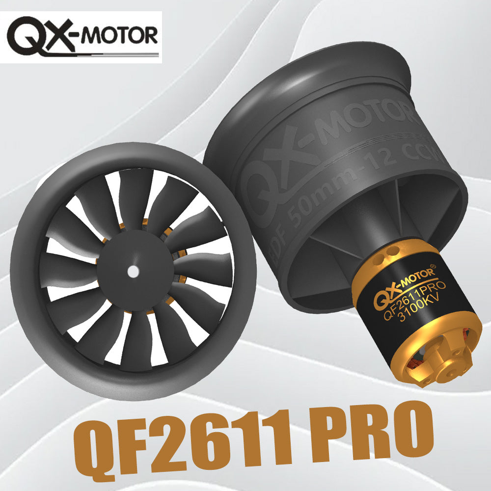 QX-MOTOR 50mm QF2611Pro 3100/3750KV (CW/CCW) EDF ducted fan with 12 blades for controlling toy parts