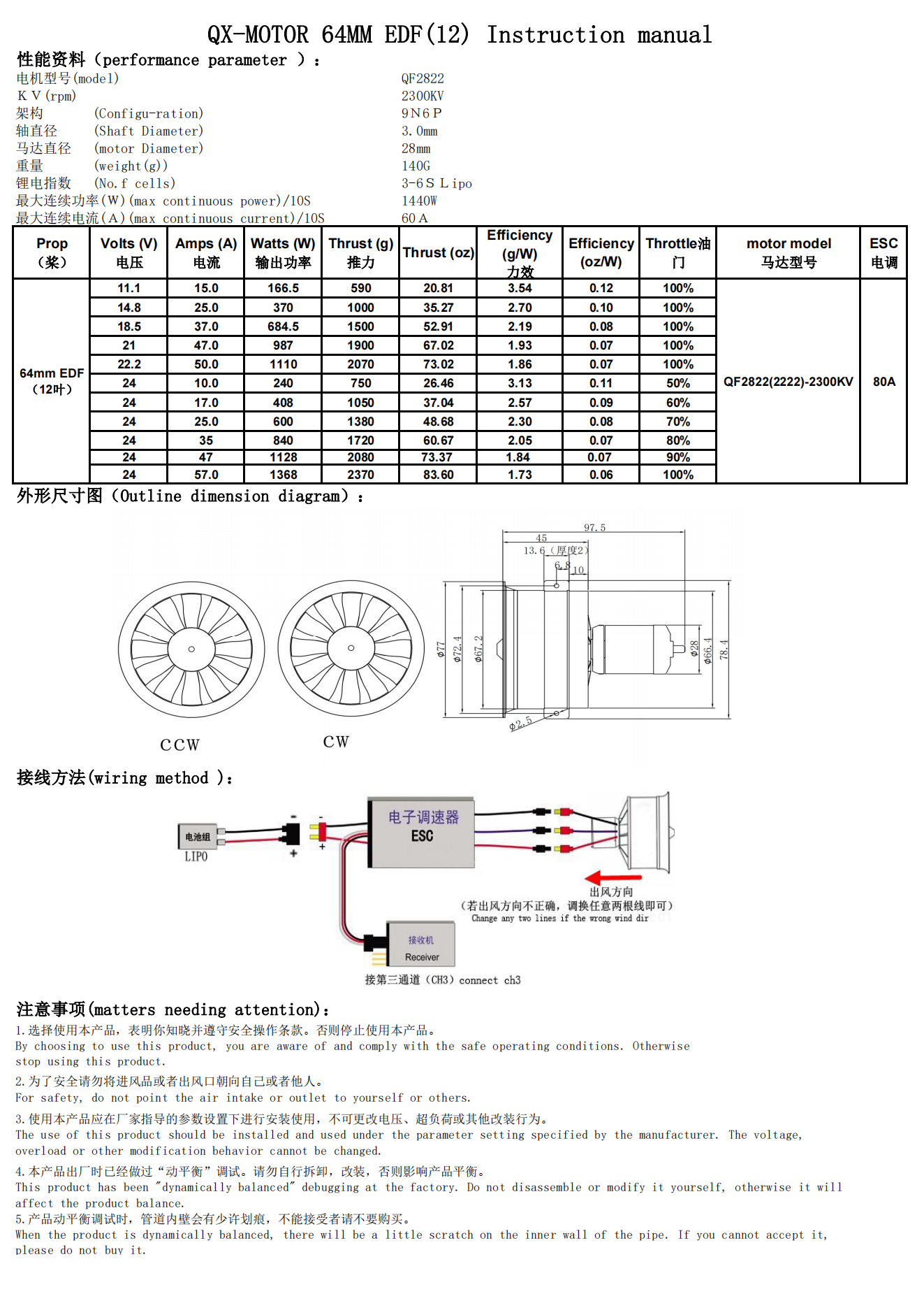 QX-Motor Upgraded version New 64mm EDF 12 Blades Ducted Fan CW CCW with QF2822 Brushless Motor For Remote Control Toy Accessories