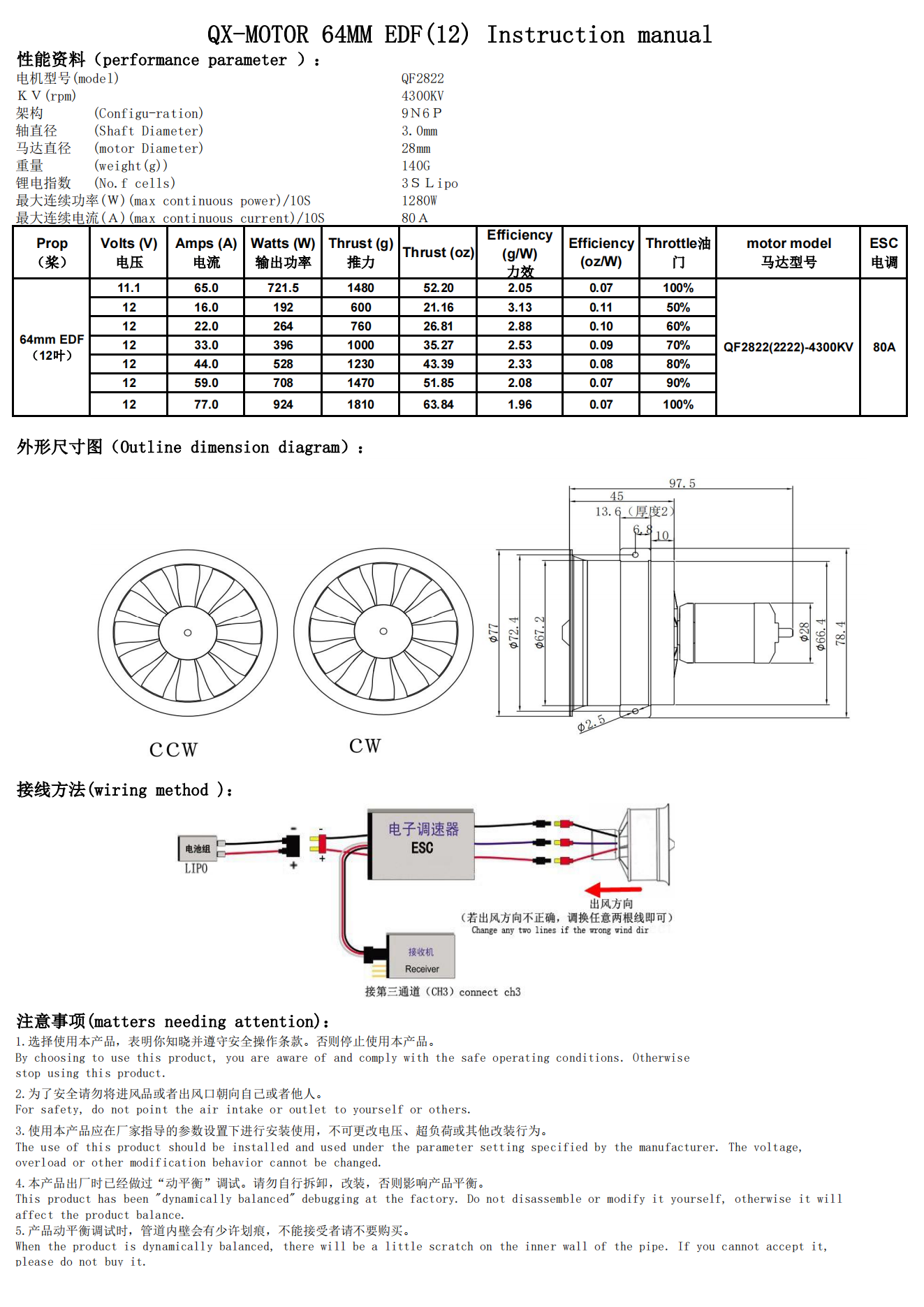 QX-Motor Upgraded version New 64mm EDF 12 Blades Ducted Fan CW CCW with QF2822 Brushless Motor For Remote Control Toy Accessories